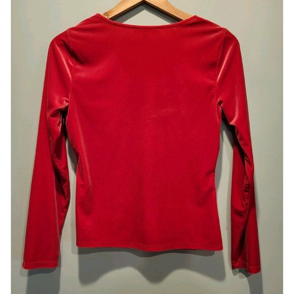 Inc International Concepts Red Velvet Long Sleeve Babydoll Y2K Top Sz Mp - Picture 4 of 6